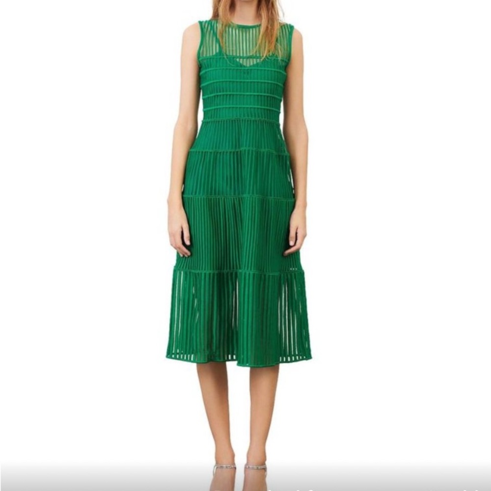 Maje Rayana Embroidered Tulle Midi Dress
